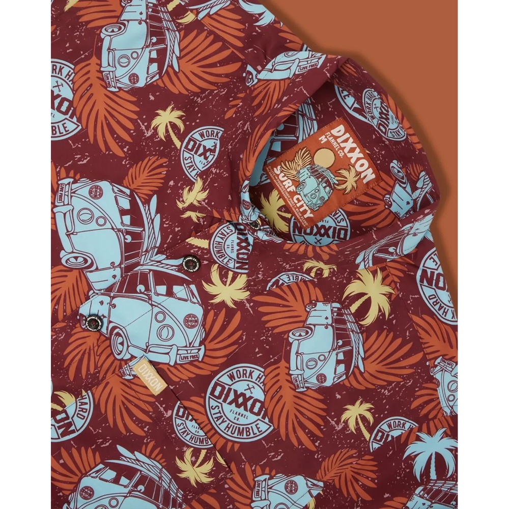 Dixxon Flannel "Surf City" Short Sleeve Party Shirt New Release NWT Size 3XL